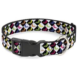 Plastic Clip Collar - Mud Flap Girl Diamonds Black/White/Multi Neon