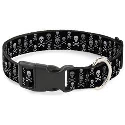 Plastic Clip Collar - Multi Skull Black/Gray