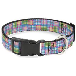 Plastic Clip Collar - Madras Plaid Pink
