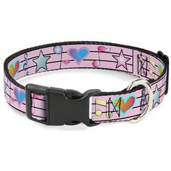 Plastic Clip Collar - Music Notes Pink