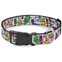 Plastic Clip Collar - Monsters White