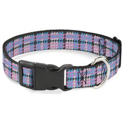 Plastic Clip Collar - Mini Houndstooth Gray/Baby Blue/Pink