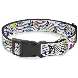 Plastic Clip Collar - Music Notes Stars White/Black/Multi Color