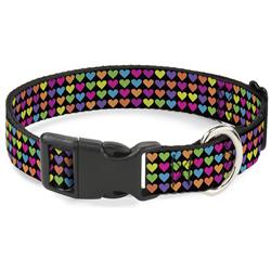 Plastic Clip Collar - Mini Hearts Black/Multi Neon