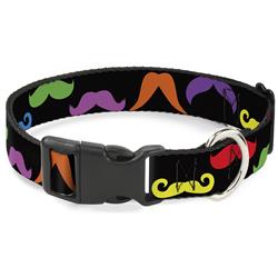 Plastic Clip Collar - Mustaches Black/Multi Color