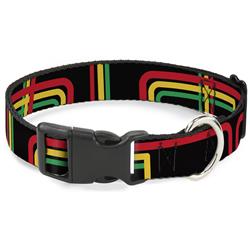 Plastic Clip Collar - Maze Lines Black/Rasta