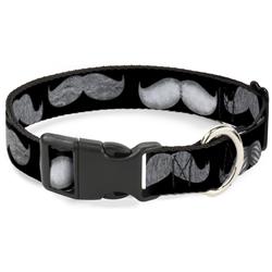 Plastic Clip Collar - Mustaches Black/Sketch