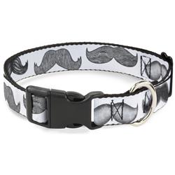 Plastic Clip Collar - Mustaches White/Sketch