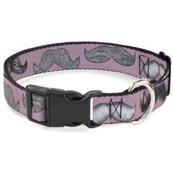 Plastic Clip Collar - Mustaches Pink/Sketch