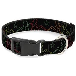 Plastic Clip Collar - Mud Flap Girls w/Star Outline Black/Multi Color