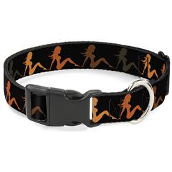 Plastic Clip Collar - Mud Flap Girl Repeat Black/Orange Fade
