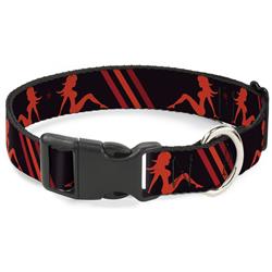 Plastic Clip Collar - Mud Flap Girls w/Stripes Black/Red/Orange