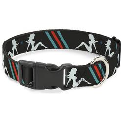 Plastic Clip Collar - Mud Flap Girls w/Stripes Gray/Turquoise/Orange