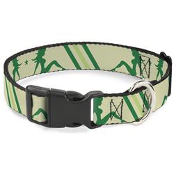 Plastic Clip Collar - Mud Flap Girls w/Stripes Tan/Green/Lime Green