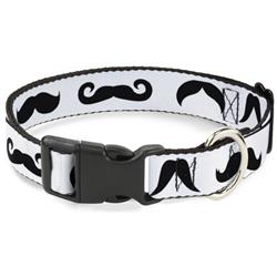 Plastic Clip Collar - Mustaches Straight White/Black