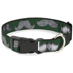 Plastic Clip Collar - Mustaches Green/Sketch