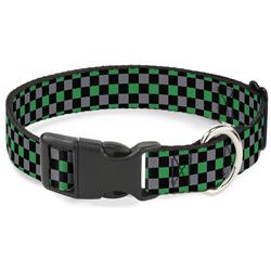 Plastic Clip Collar - Mini Checker Black/Gray/3 Green