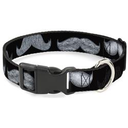 Plastic Clip Collar - Mustache Sketch Black/White