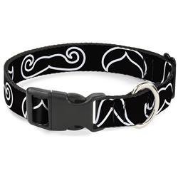 Plastic Clip Collar - Mustache Outlines Black/White