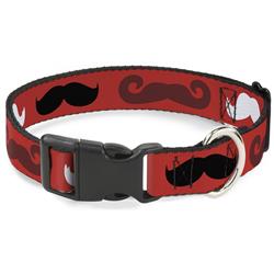Plastic Clip Collar - Mustaches Red/Brown/White/Black