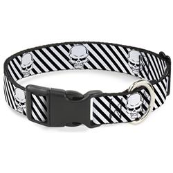Plastic Clip Collar - Metal Skull Black/White