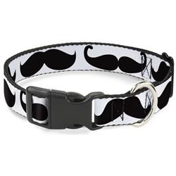 Plastic Clip Collar - Multi Mustaches Sketch White/Black