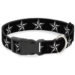 Plastic Clip Collar - Nautical Star Black/White
