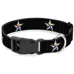 Plastic Clip Collar - Nautical Star Black/White/Multi Color