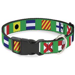 Plastic Clip Collar - Nautical Flags Green/Multi Color
