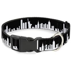 Plastic Clip Collar - New York Solid Skyline Black/White