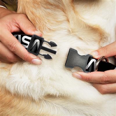 Plastic Clip Collar - NASA Text Black/White