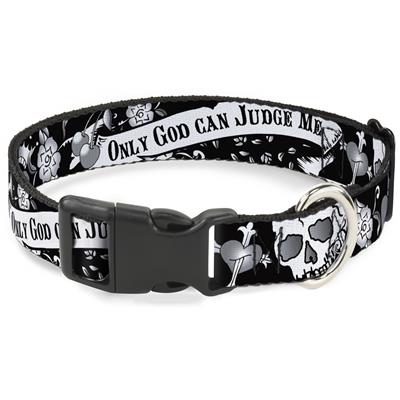 Plastic Clip Collar - Only God Can Judge Me Black/White
