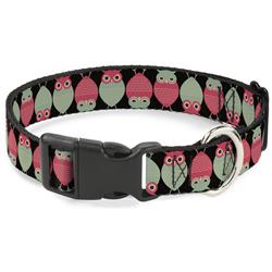 Plastic Clip Collar - Owls Flip Black/Mauve/Sage