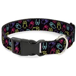 Plastic Clip Collar - Owl Sketch Black/Multi Color