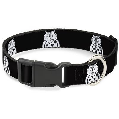 Plastic Clip Collar - Owls Black/White1