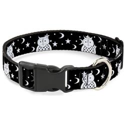 Plastic Clip Collar - Owls Black/White2