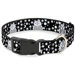 Plastic Clip Collar - Owls Black/White3