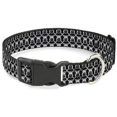 Plastic Clip Collar - Owls Monogram Black/White