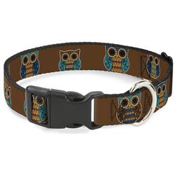 Plastic Clip Collar - Owls Brown/Pastel