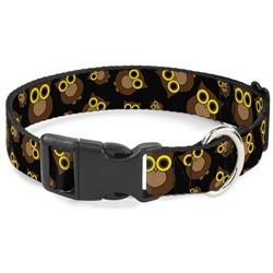 Plastic Clip Collar - Owls Scattered Black/Brown/Yellow