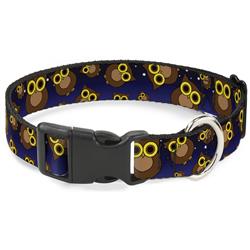 Plastic Clip Collar - Owls Scattered Black/Blue-Fade/Yellow