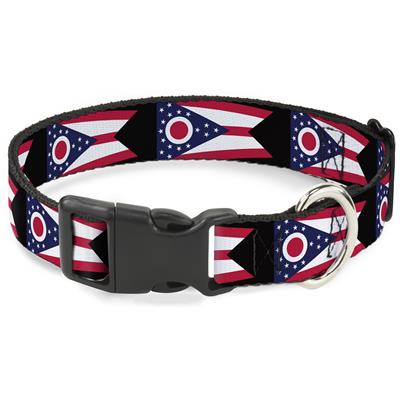 Plastic Clip Collar - Ohio Flag Repeat Black