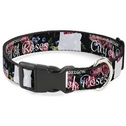 Plastic Clip Collar - Oregon Silhouette/PORTLAND OREGON-CITY OF ROSES Roses/White