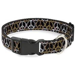 Plastic Clip Collar - Peace Black/Animal Prints