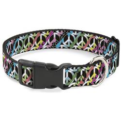 Plastic Clip Collar - Peace Black/Multi Stripes