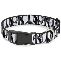 Plastic Clip Collar - Peace Dots White/Black