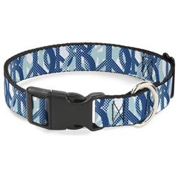 Plastic Clip Collar - Peace Dots White/Blue