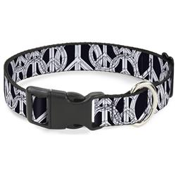Plastic Clip Collar - Peace Sketch Black/White