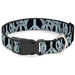 Plastic Clip Collar - Peace Sketch Black/Baby Blue