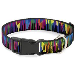 Plastic Clip Collar - Paint Drips Black/Multi Neon
